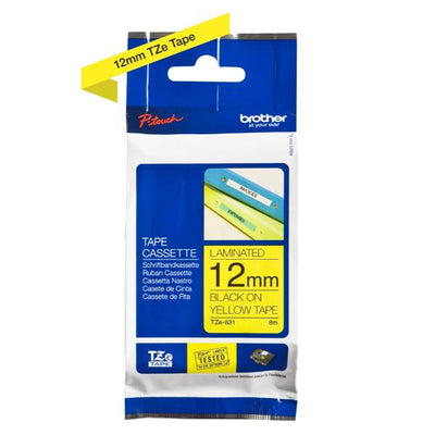 Nastro Lam H12mm(4m) Nero Su Giallo