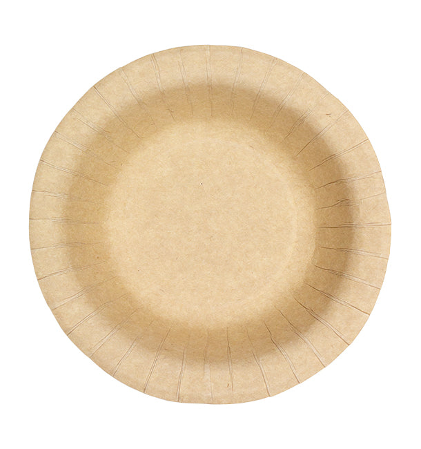 Piatti in Carta Fondo Riciclabile Kraft 20 cm - 50 pezzi